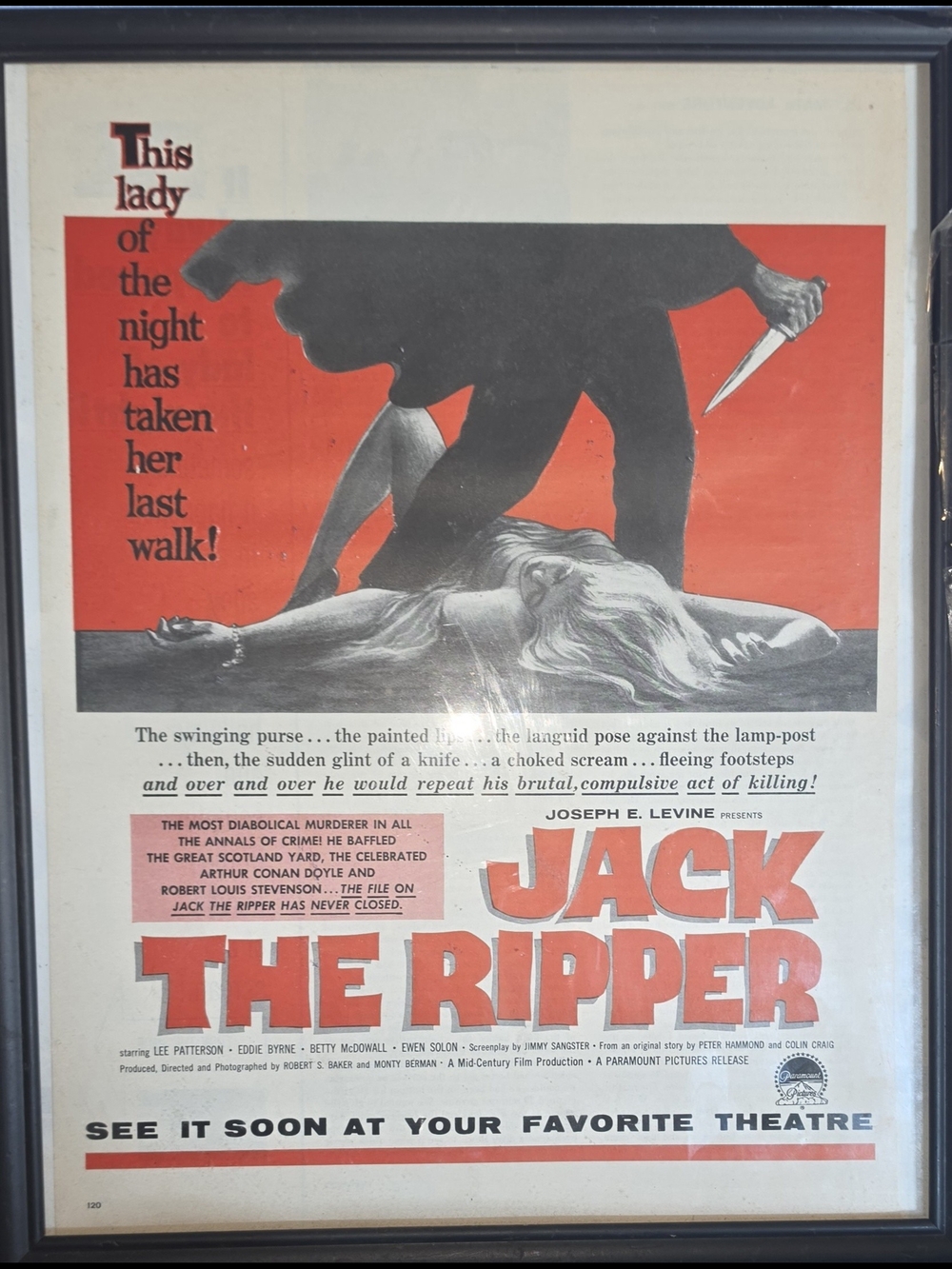 Vintage 'Jack the Ripper' Movie Poster - Red & Black